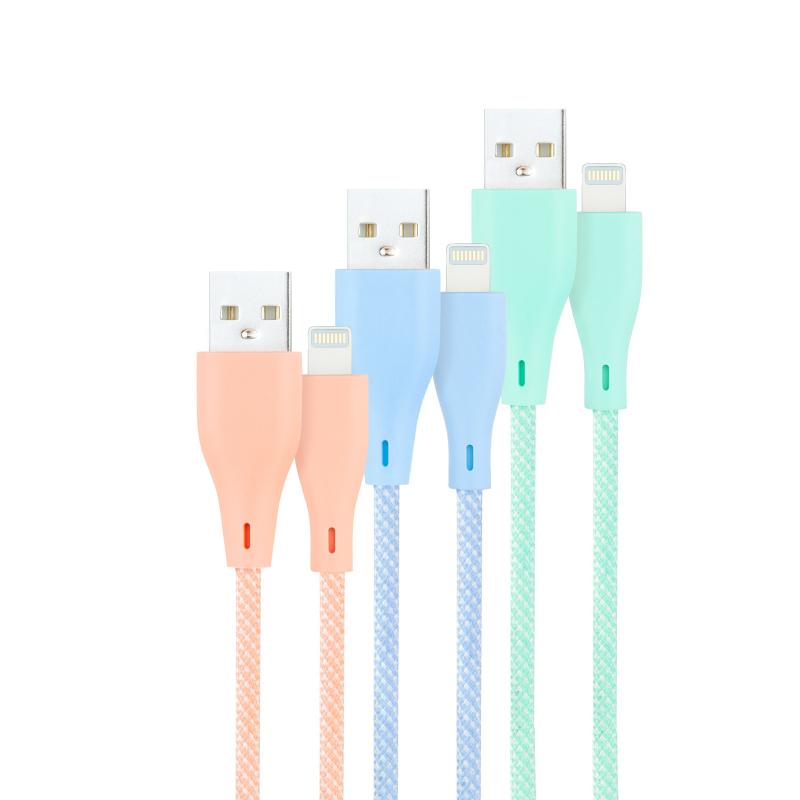 3-cables-lightning-a-usb-20-lightning-m-usb-a-m-mallados-rosa-azul-y-verde-1-m