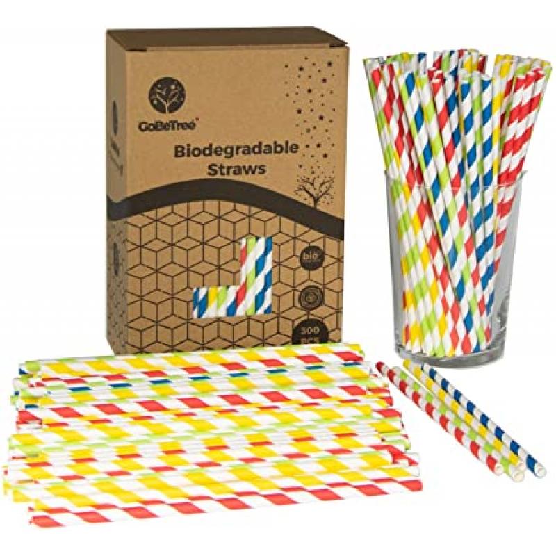 300 Pajitas de Papel biodegradables con Colores
