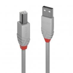 Lindy 36683 cable USB 2 m USB 2.0 USB A USB B Gris