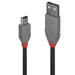 Lindy 36721 cable USB 0,5 m USB 2.0 USB A Mini-USB B Negro, Gris