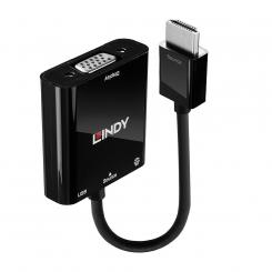 Lindy 38285 adaptador de cable de vídeo 0,1 m HDMI tipo A (Estándar) VGA (D-Sub) Negro