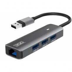 3GO HUB37PETH2 base para portátil y replicador de puertos Alámbrico USB 3.2 Gen 1 (3.1 Gen 1) Type-A Gris