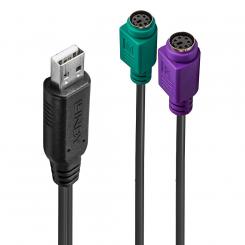 Lindy 42651 cambiador de género para cable USB A 1.1 2 x Mini-DIN 6 Pin Negro
