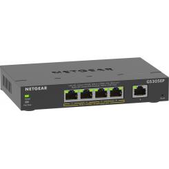 NETGEAR 5-Port Gigabit Ethernet PoE+ Plus Switch (GS305EP) Gestionado L2/L3 Gigabit Ethernet (10/100/1000) Energía sobre Ethernet (PoE) Negro
