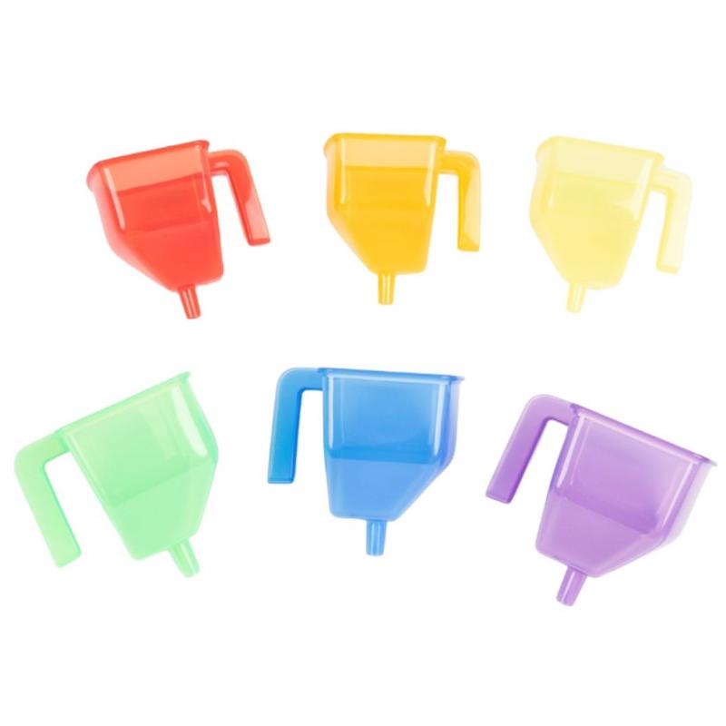 6 embudos translúcidos grandes de colores