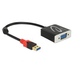 DeLOCK 62738 adaptador de cable de vídeo 0,2 m VGA (D-Sub) Negro