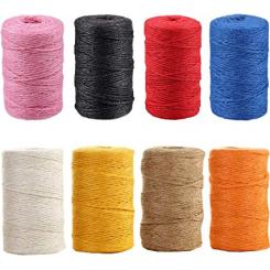 8 bobinas multicolor Hilo bramante cordón cáñamo 2mm 50m/rollo