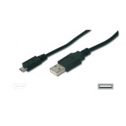 ASSMANN Electronic A/micro-B, 3m cable USB USB 2.0 USB A Micro-USB B Negro