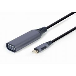 Gembird A-USB3C-VGA-01 adaptador de cable de vídeo 0,15 m USB Tipo C VGA (D-Sub) Negro, Gris