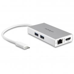 StarTech.com Adaptador Multipuertos USB-C - Docking Station Portátil USB-C 4K HDMI - Entrega de Potencia 60W - GbE - Hub 2x USB-A 3.0- Mini Dock Portátil USB C para Portátiles - Blanco