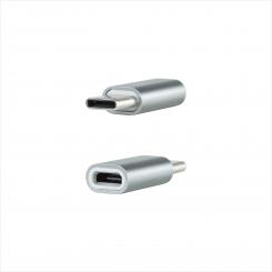 Nanocable Adaptador USB-C a Micro USB, USB-C/M-Micro B/H, Aluminio, Gris