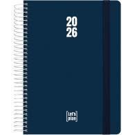 Agenda 2026 PP 15x21 D/P Espiral Metalica Cuatrilingue Azul Marino