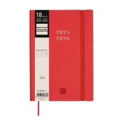 Agenda Anual (2025-26) FINOCAM 18 Meses Internacional Mara Cosida Tapa Extradura S/V Y10 140X204 Con Goma Rojo