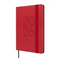 Agenda Anual (2026) FINOCAM Flexi Lisa Cosida Tapa Flexible Con Goma F4 118X168 S/V Apais. Rojo
