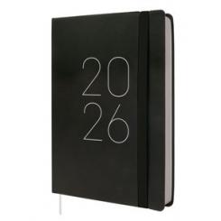 Agenda Anual (2026) FINOCAM Flexi Lisa Cosida Tapa Flexible Con Goma Fa5 148X210 D/P Negro