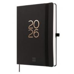 Agenda Anual (2026) FINOCAM Internacional Capri Cosida Tapa Blanda Con Goma Fa5 148X210 D/P Negro