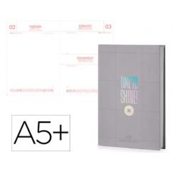 Agenda Encuadernada ANTARTIK TIME TO SHINE A5+ 2026 D/P  gris Papel 80G FSC
