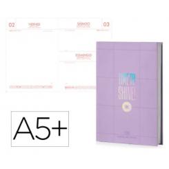 Agenda Encuadernada ANTARTIK TIME TO SHINE A5+ 2026 D/P  Morado Papel 80G FSC