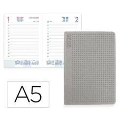 Agenda Encuadernada LIDERPAPEL ANAFI A5 2026 D/P gris Papel 70 gr FSC