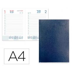 Agenda Encuadernada LIDERPAPEL CORFU A4 2026 D/P Azul Papel 60 gr FSC
