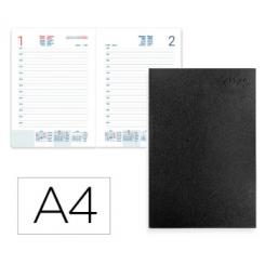 Agenda Encuadernada LIDERPAPEL CORFU A4 2026 D/P Negro Papel 60 gr FSC
