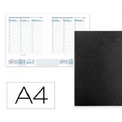 Agenda Encuadernada LIDERPAPEL CORFU A4 2026 S/V Negro Papel 60 gr FSC