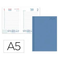 Agenda Encuadernada LIDERPAPEL CORFU A5 2026 D/P Azul Claro Papel 60 gr FSC
