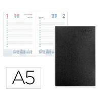Agenda Encuadernada LIDERPAPEL CORFU A5 2026 D/P Negro Papel 60 gr FSC