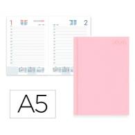 Agenda Encuadernada LIDERPAPEL CORFU A5 2026 D/P Rosa Papel 60 gr FSC