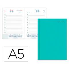 Agenda Encuadernada LIDERPAPEL CORFU A5 2026 D/P Verde Menta Papel 60 gr FSC