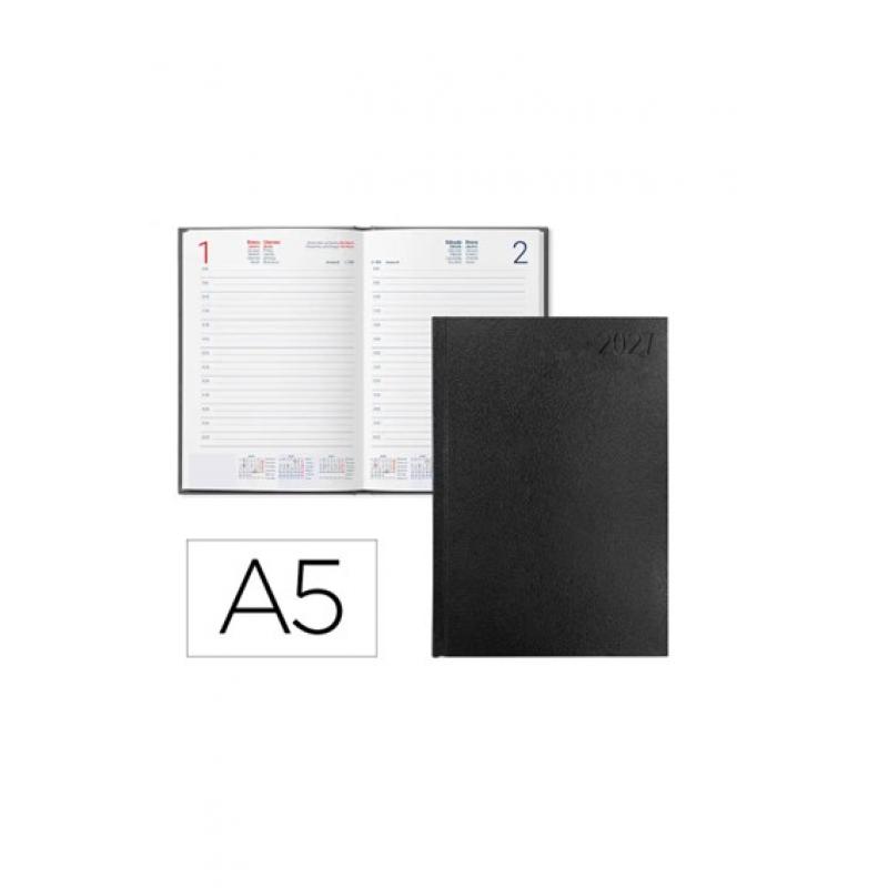 Agenda Encuadernada LIDERPAPEL CORFU A5 2027 D/P Negro Papel 60 gr FSC