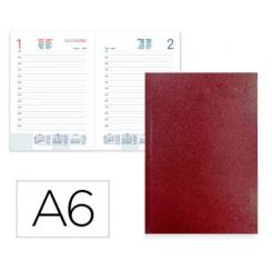 Agenda Encuadernada LIDERPAPEL CORFU A6 2026 D/P Rojo Papel 60 gr FSC