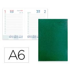 Agenda Encuadernada LIDERPAPEL CORFU A6 2026 D/P Verde Papel 60 gr FSC