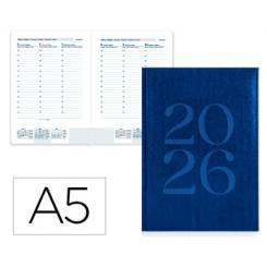 Agenda Encuadernada LIDERPAPEL CRETA 150X210 mm 2026 S/V Azul Papel 70 gr FSC