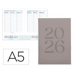 Agenda Encuadernada LIDERPAPEL CRETA 150X210 mm 2026 S/V gris Papel 70 gr FSC