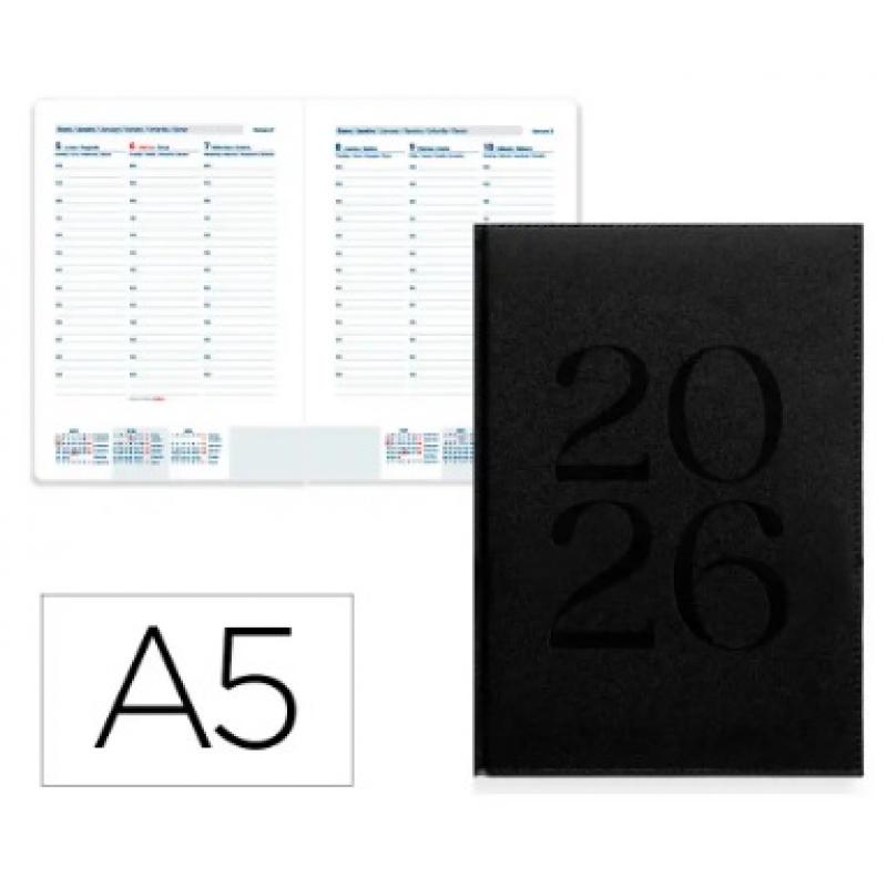 agenda-encuadernada-liderpapel-creta-150x210-mm-2026-s-v-negro-papel-70-gr-fsc