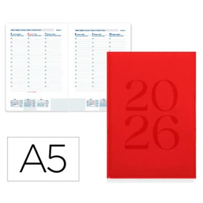 agenda-encuadernada-liderpapel-creta-150x210-mm-2026-s-v-rojo-papel-70-gr-fsc