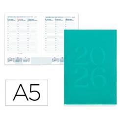 Agenda Encuadernada LIDERPAPEL CRETA 150X210 mm 2026 S/V Turquesa Papel 70 gr FSC