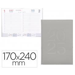 Agenda encuadernada LIDERPAPEL CRETA 170x240 mm 2025 D/P color gris papel 70 gr