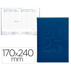 Agenda encuadernada LIDERPAPEL CRETA 170x240 mm 2025 S/V color azul papel 70 gr