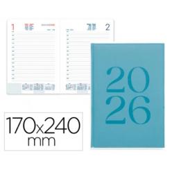 Agenda Encuadernada LIDERPAPEL CRETA 170x240 mm 2026 D/P Azul Claro Papel 70 gr FSC