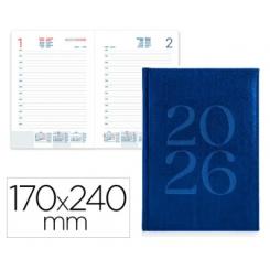 Agenda Encuadernada LIDERPAPEL CRETA 170x240 mm 2026 D/P Azul Papel 70 gr FSC