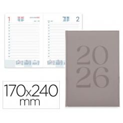 Agenda Encuadernada LIDERPAPEL CRETA 170x240 mm 2026 D/P gris Papel 70 gr FSC