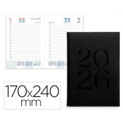 Agenda Encuadernada LIDERPAPEL CRETA 170x240 mm 2026 D/P Negro Papel 70 gr FSC