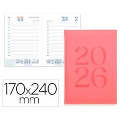 Agenda Encuadernada LIDERPAPEL CRETA 170x240 mm 2026 D/P Rosa Papel 70 gr FSC