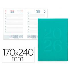 Agenda Encuadernada LIDERPAPEL CRETA 170x240 mm 2026 D/P Turquesa Papel 70 gr FSC