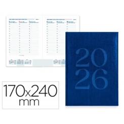 Agenda Encuadernada LIDERPAPEL CRETA 170x240 mm 2026 S/V Azul Papel 70 gr FSC