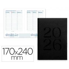 Agenda Encuadernada LIDERPAPEL CRETA 170x240 mm 2026 S/V Negro Papel 70 gr FSC