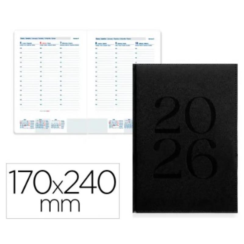 agenda-encuadernada-liderpapel-creta-170x240-mm-2026-s-v-negro-papel-70-gr-fsc