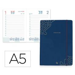 Agenda Encuadernada LIDERPAPEL EFIRA A5 2026 D/P Azul Papel 70 gr FSC